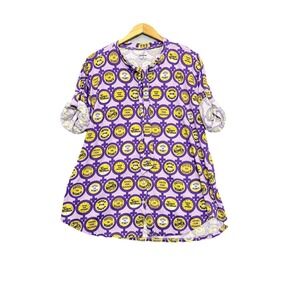 Svaha Votes for Women Tunic Top Women's‎ 2X Button Front Tie Neck Purple